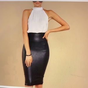 SPANX Faux Leather Pencil Skirt M